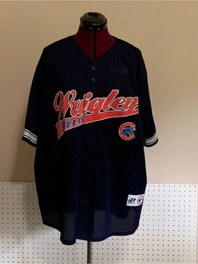 Wrigley Field Chicago Cubs Dynasty Mesh Baseball Jersey - Navy Red